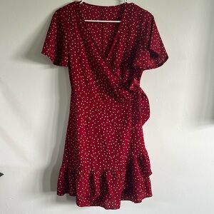 Red Polka Dot Wrap Dress